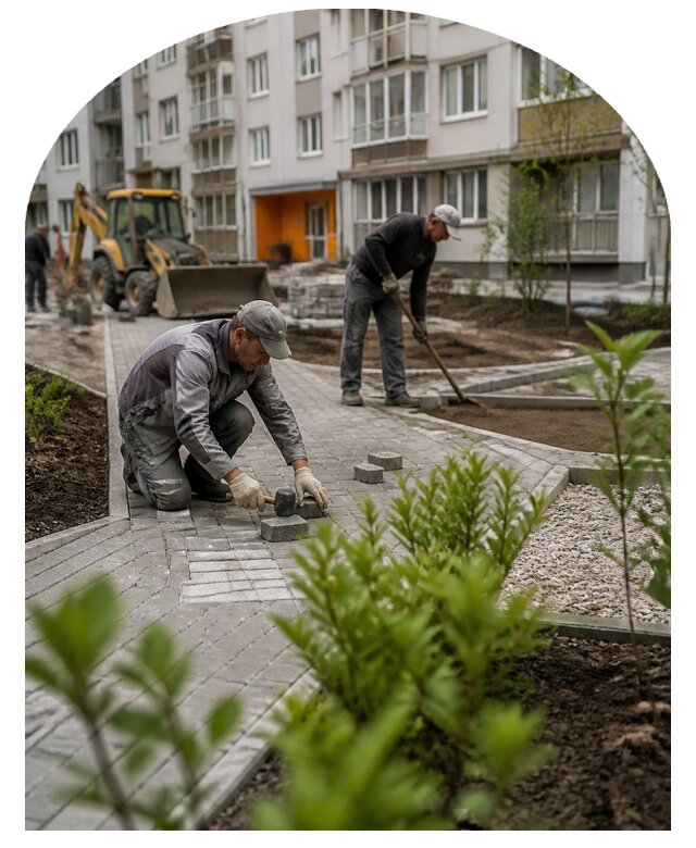 Благоустройство двора многоквартирного дома в Колпине